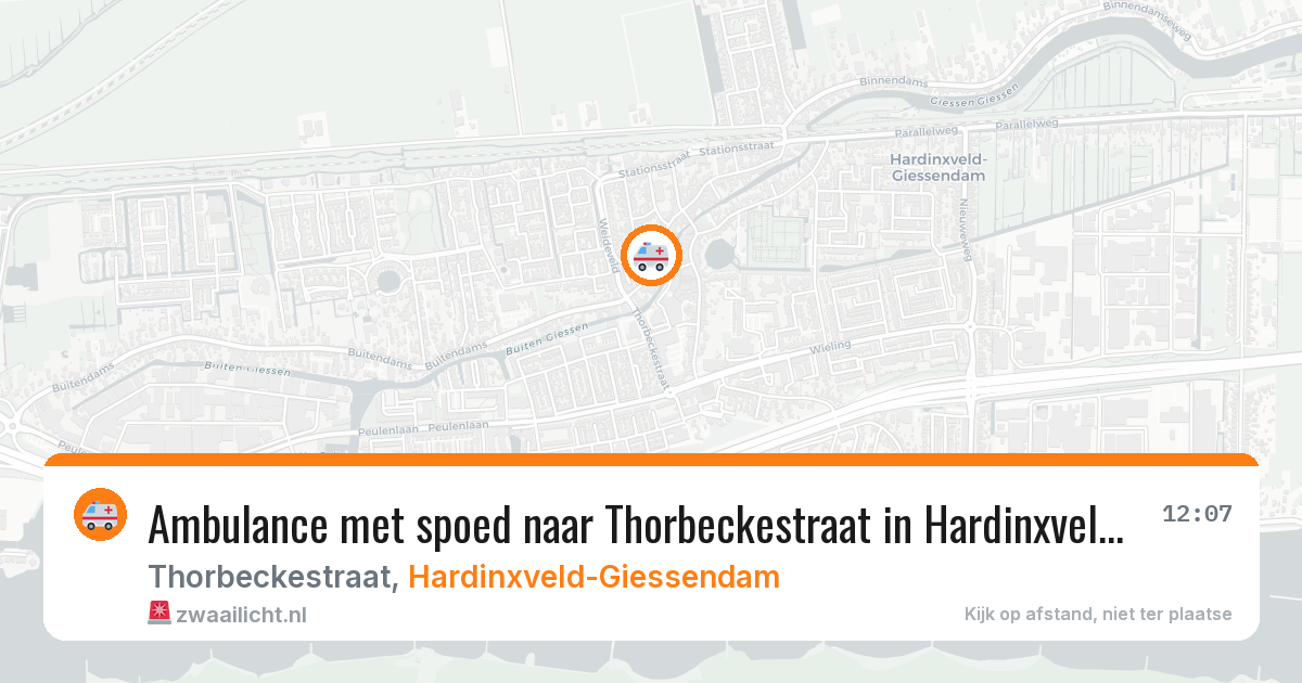 Ambulance met spoed naar Thorbeckestraat in Hardinxveld-Giessendam — 25 apr 2026
