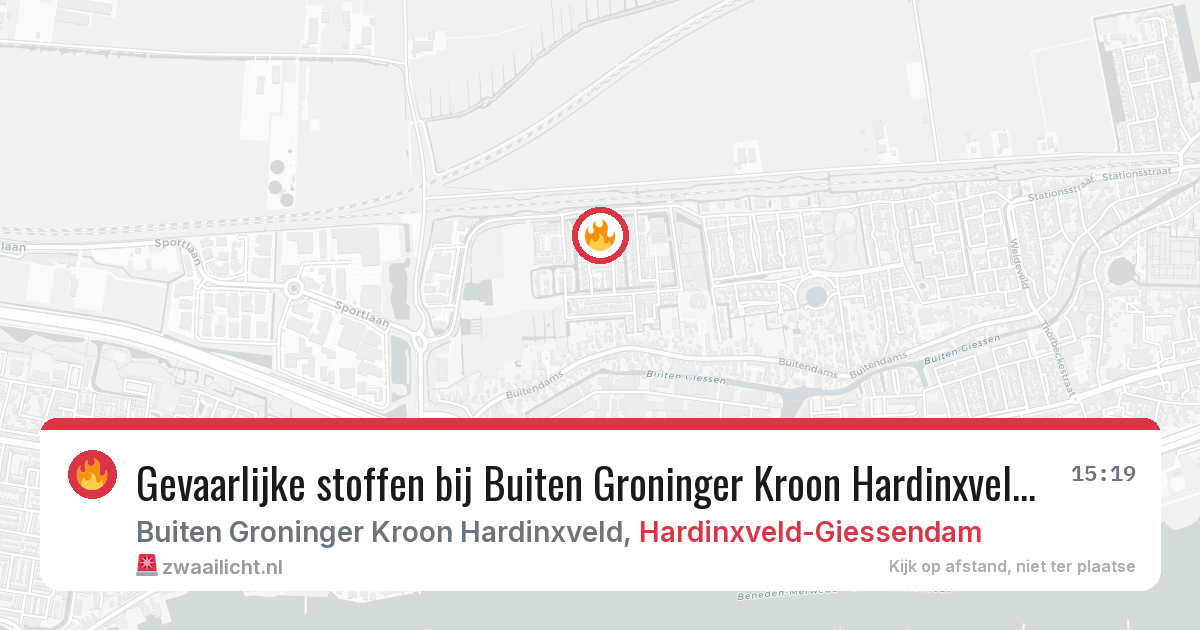 Gevaarlijke stoffen bij Buiten Groninger Kroon Hardinxveld in Hardinxveld-Giessendam — 1 apr 2026