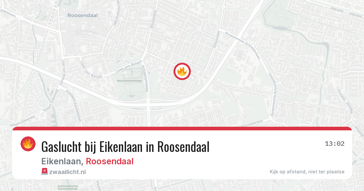 Gaslucht bij Eikenlaan in Roosendaal — 19 jun 2026