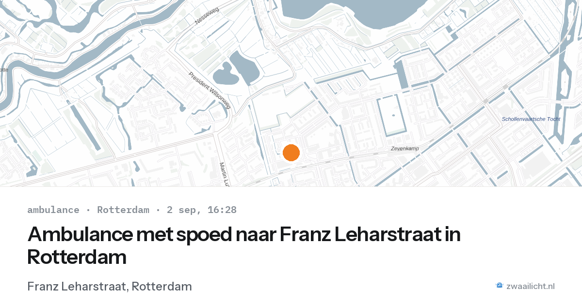 Ambulance met spoed naar Franz Leharstraat in Rotterdam — 2 sep 2026