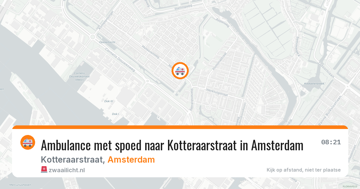 Ambulance met spoed naar Kotteraarstraat in Amsterdam — 7 aug 2026