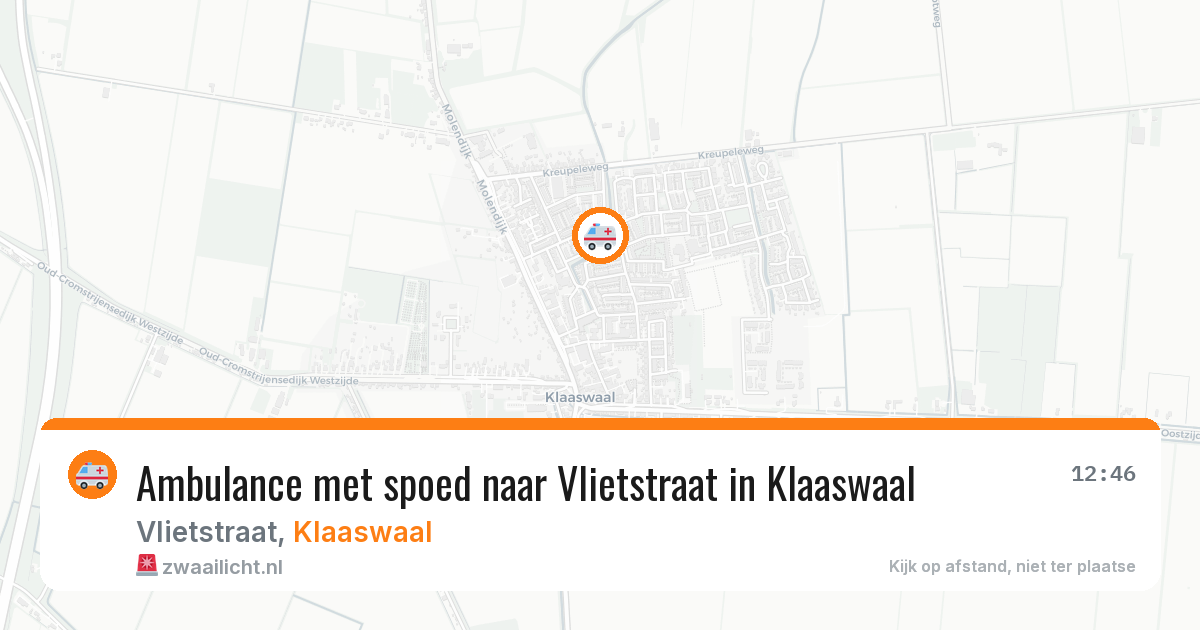 Ambulance met spoed naar Vlietstraat in Klaaswaal — 30 jul 2026