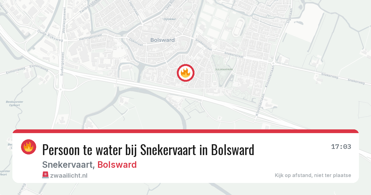 Persoon te water bij Snekervaart in Bolsward — 11 jun 2026