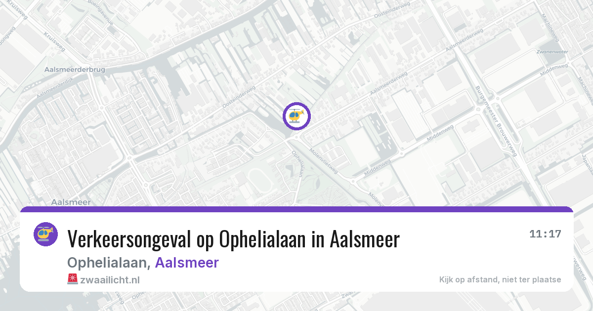 Verkeersongeval op Ophelialaan in Aalsmeer — 29 jun 2026