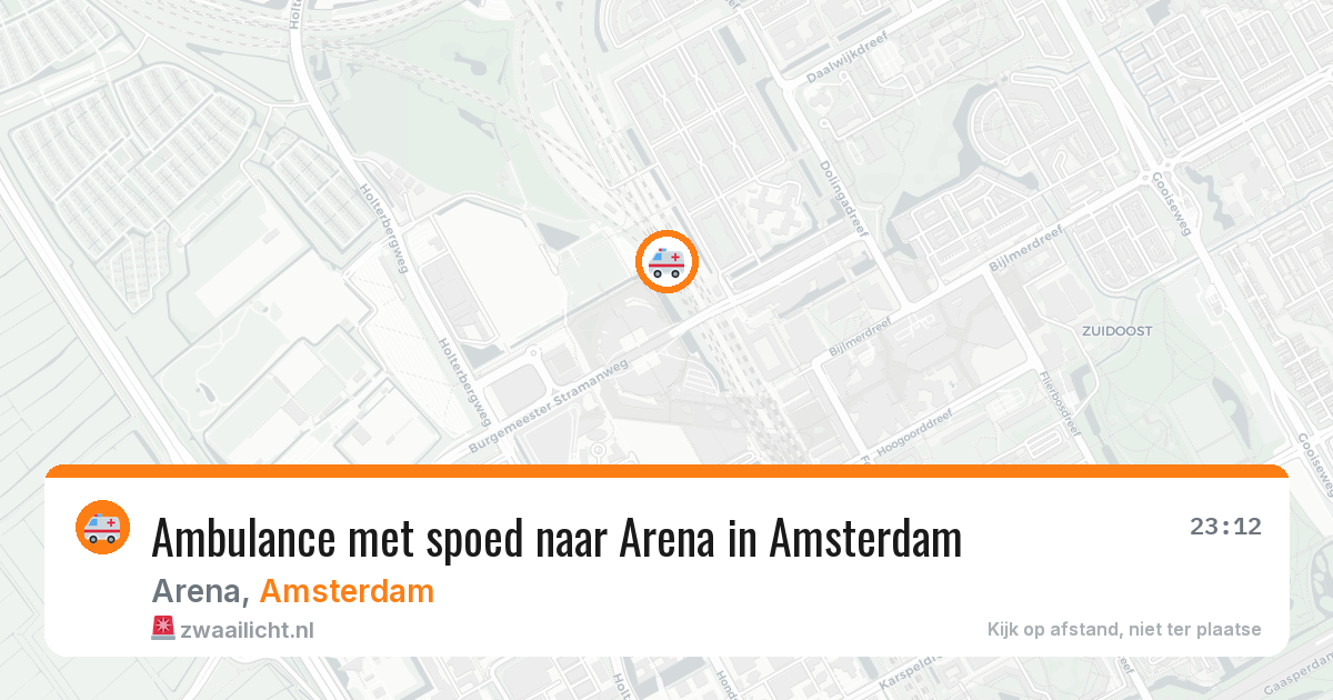 Ambulance met spoed naar Arena in Amsterdam — 22 mei 2026