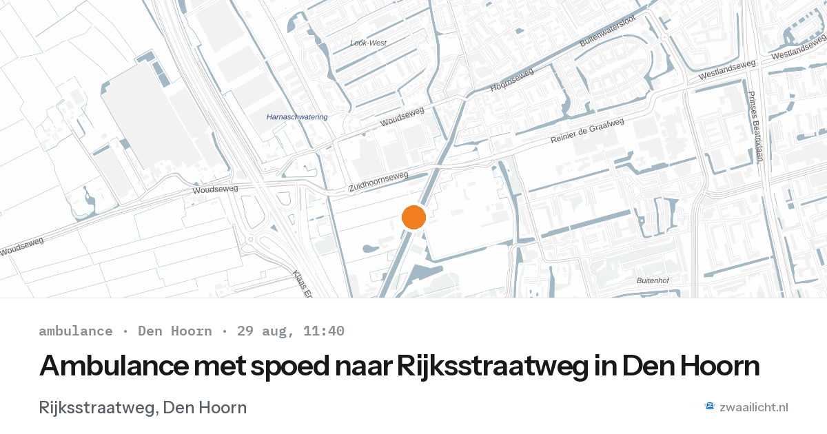 Ambulance met spoed naar Rijksstraatweg in Den Hoorn — 29 aug 2026