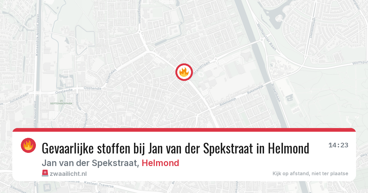 Gevaarlijke stoffen bij Jan van der Spekstraat in Helmond — 3 apr 2026