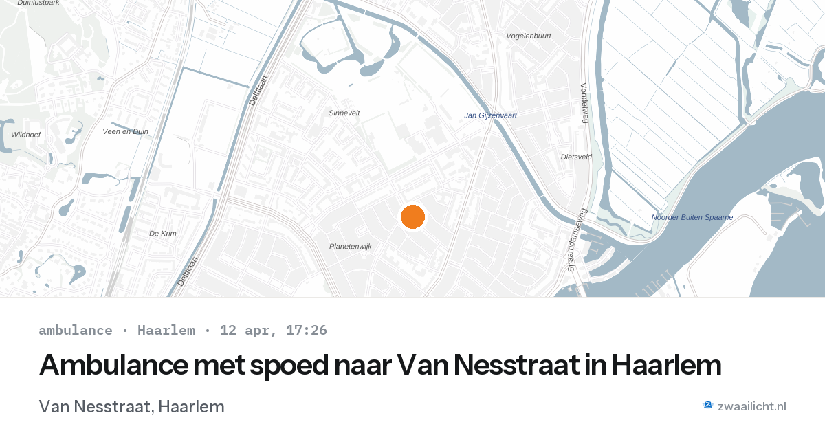 Ambulance met spoed naar Van Nesstraat in Haarlem — 12 apr 2026