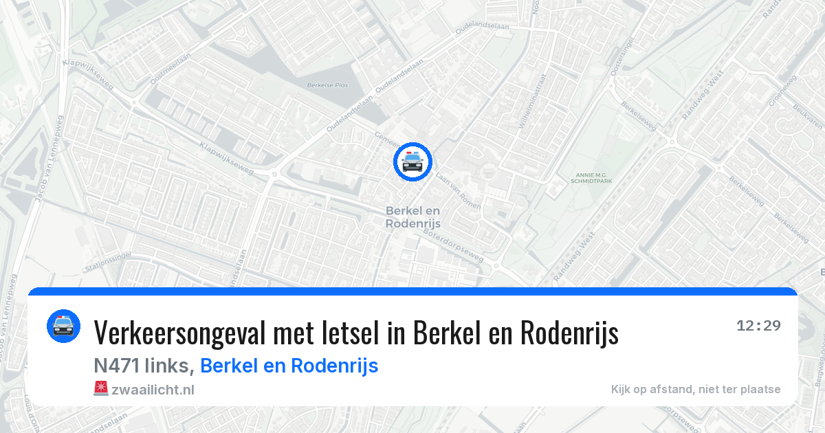 Verkeersongeval met letsel in Berkel en Rodenrijs — 7 aug 2026