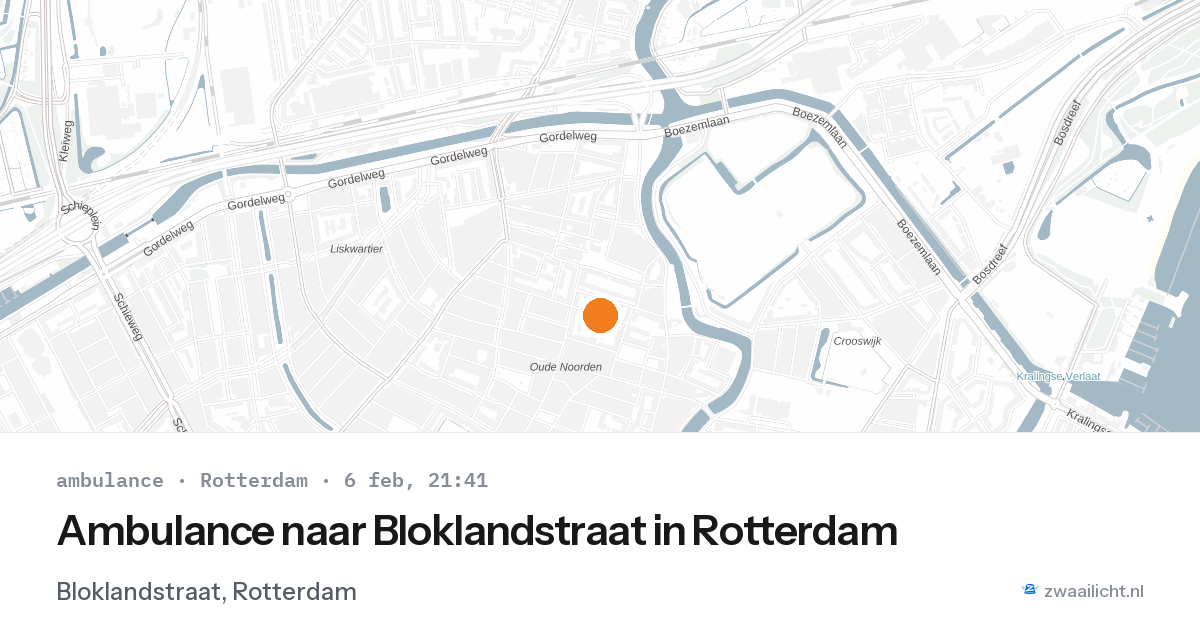 Ambulance naar Bloklandstraat in Rotterdam — 6 feb 2026