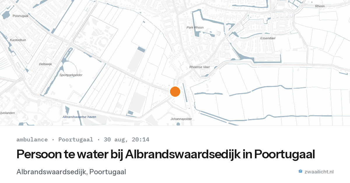 Persoon te water bij Albrandswaardsedijk in Poortugaal — 30 aug 2026