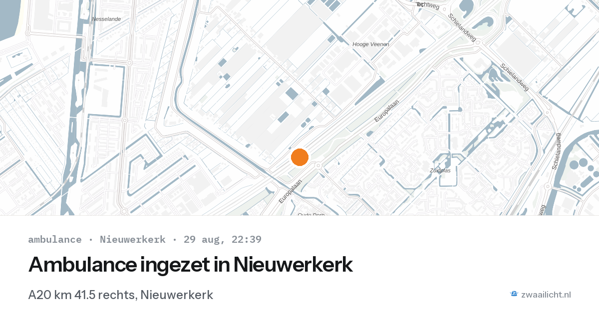 Ambulance ingezet in Nieuwerkerk — 29 aug 2026