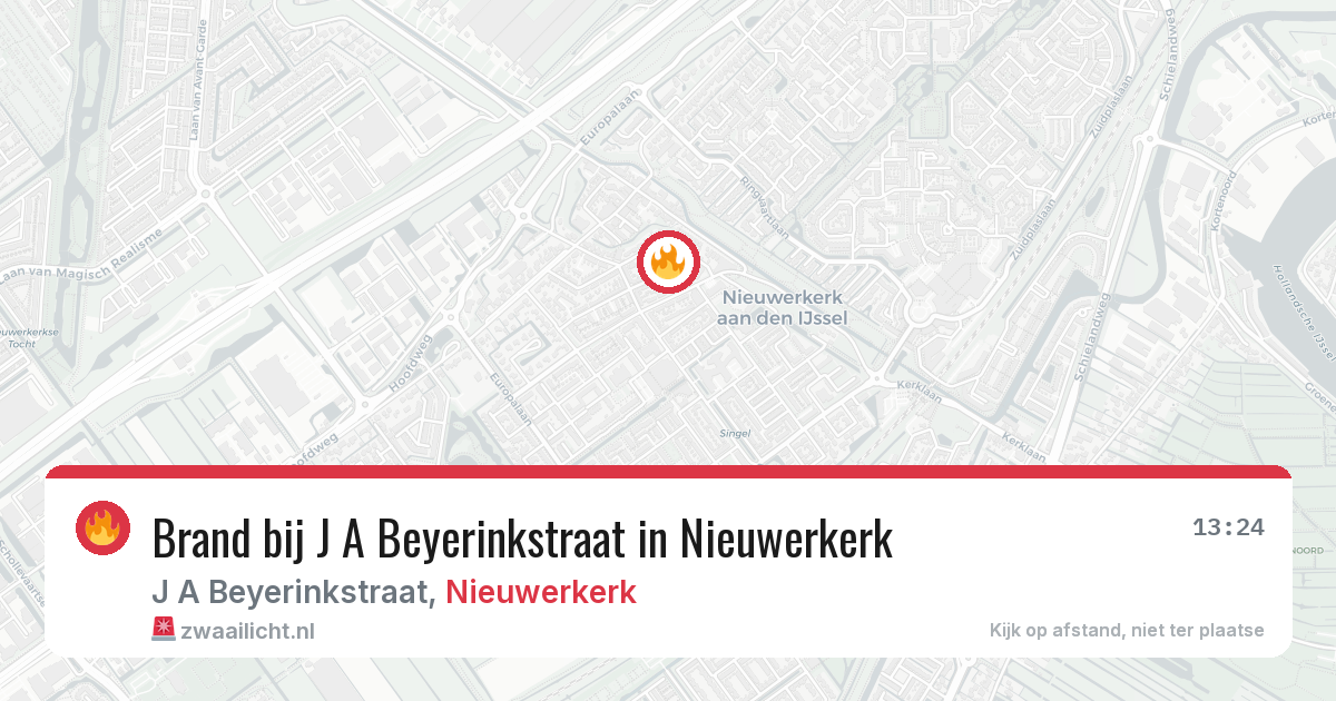 Brand bij J A Beyerinkstraat in Nieuwerkerk — 22 apr 2026