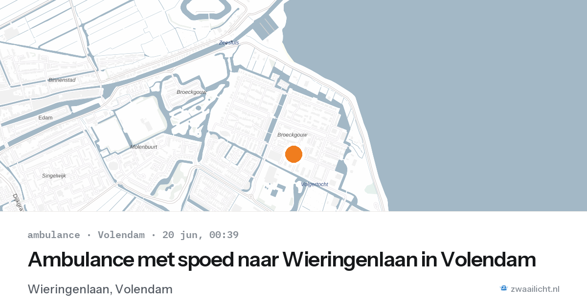 Ambulance met spoed naar Wieringenlaan in Volendam — 19 jun 2026