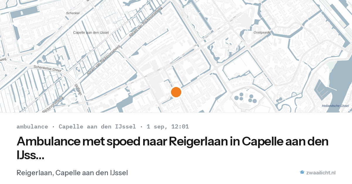 Ambulance met spoed naar Reigerlaan in Capelle aan den IJssel — 1 sep 2026