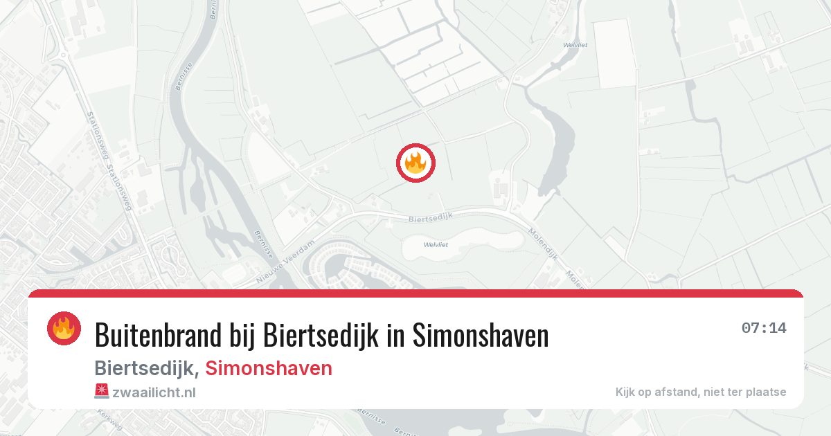 Buitenbrand bij Biertsedijk in Simonshaven — 5 jul 2026