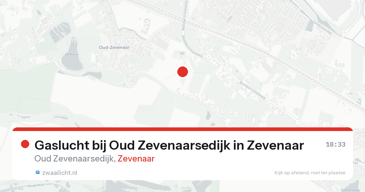 Gaslucht bij Oud Zevenaarsedijk in Zevenaar — 16 aug 2026