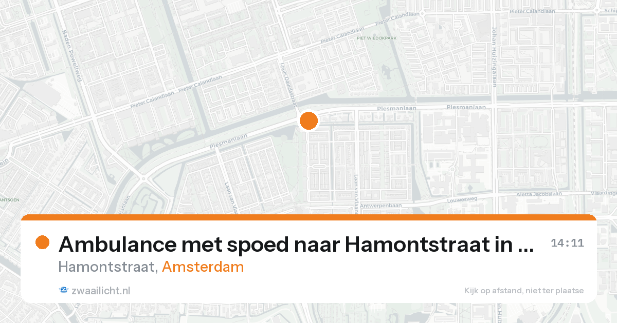 Ambulance met spoed naar Hamontstraat in Amsterdam — 17 aug 2026