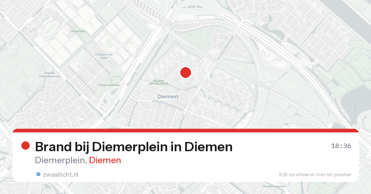 Brand bij Diemerplein in Diemen — 18 aug 2026