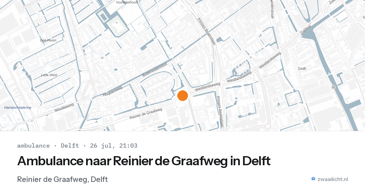 Ambulance naar Reinier de Graafweg in Delft — 26 jul 2026