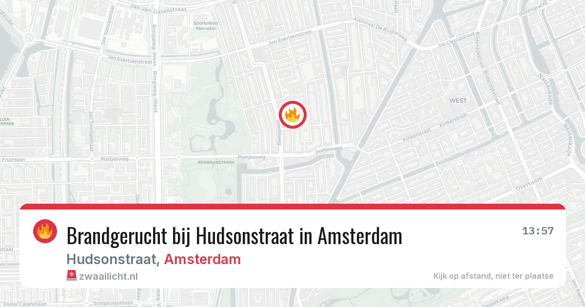 Brandgerucht bij Hudsonstraat in Amsterdam — 25 mrt 2026