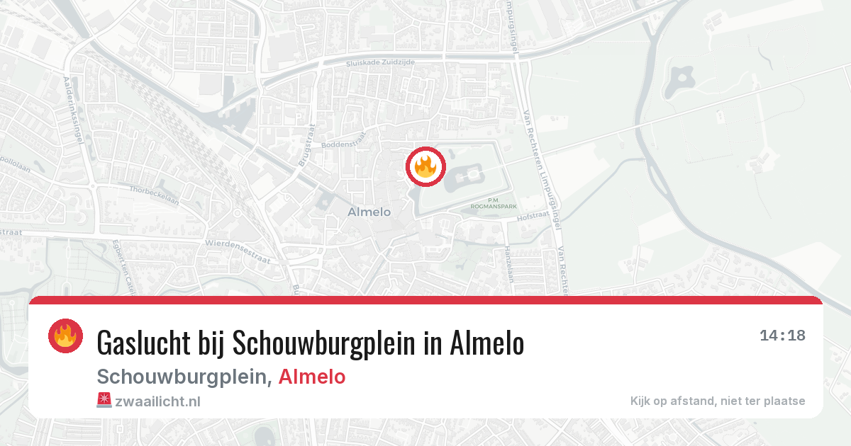 Gaslucht bij Schouwburgplein in Almelo — 19 jun 2026