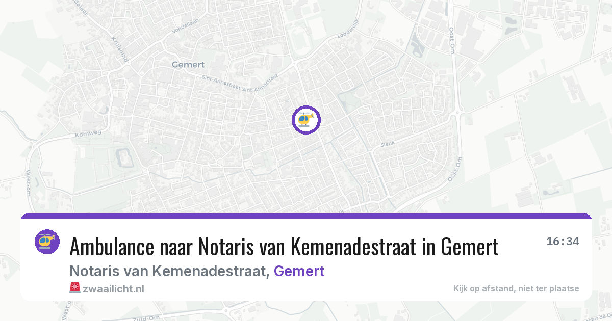 Ambulance naar Notaris van Kemenadestraat in Gemert — 15 jul 2026