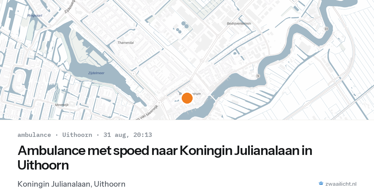 Ambulance met spoed naar Koningin Julianalaan in Uithoorn — 31 aug 2026