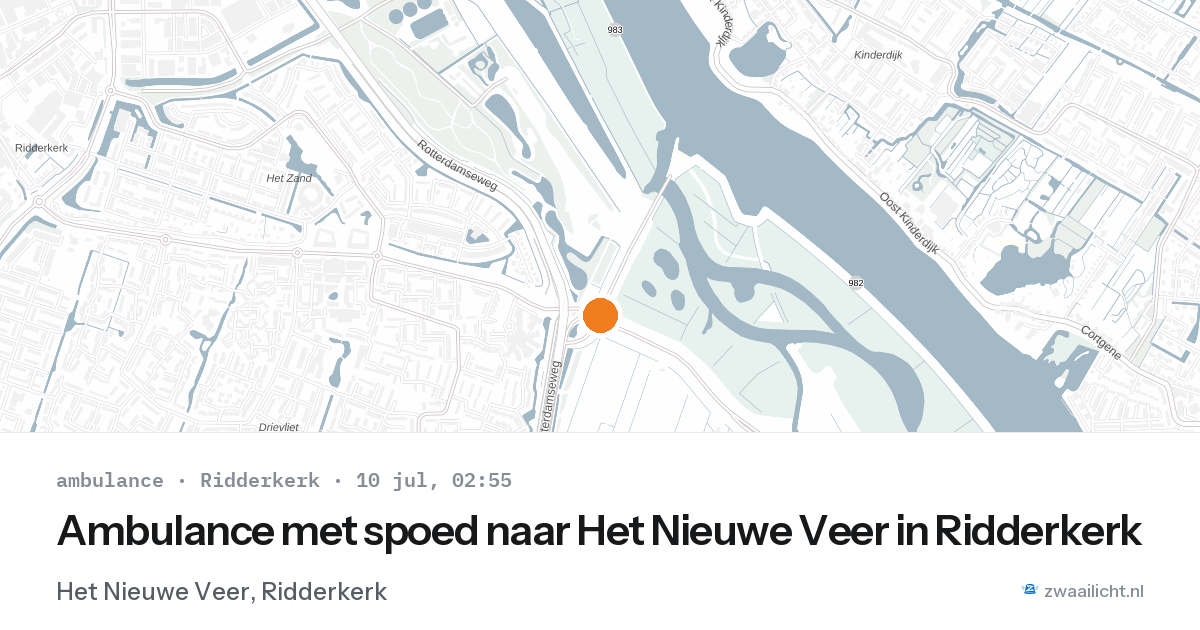Ambulance met spoed naar Het Nieuwe Veer in Ridderkerk — 10 jul 2026