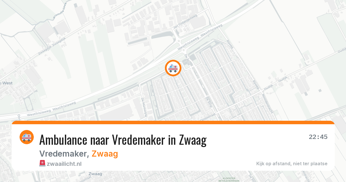 Ambulance naar Vredemaker in Zwaag — 27 mrt 2026