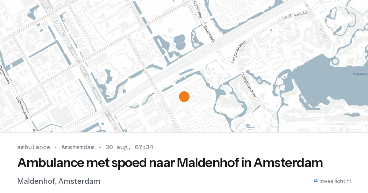 Ambulance met spoed naar Maldenhof in Amsterdam — 30 aug 2026