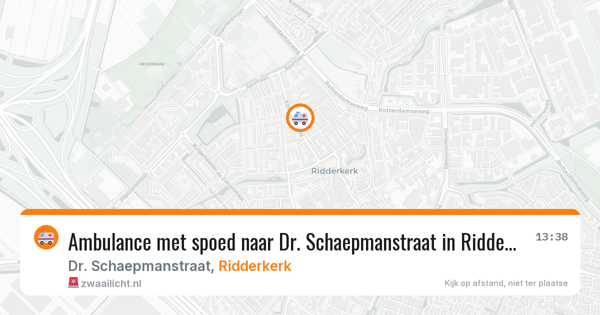 Ambulance met spoed naar Dr. Schaepmanstraat in Ridderkerk — 10 aug 2026