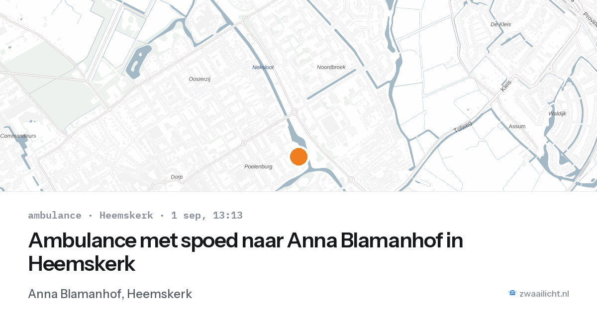 Ambulance met spoed naar Anna Blamanhof in Heemskerk — 1 sep 2026