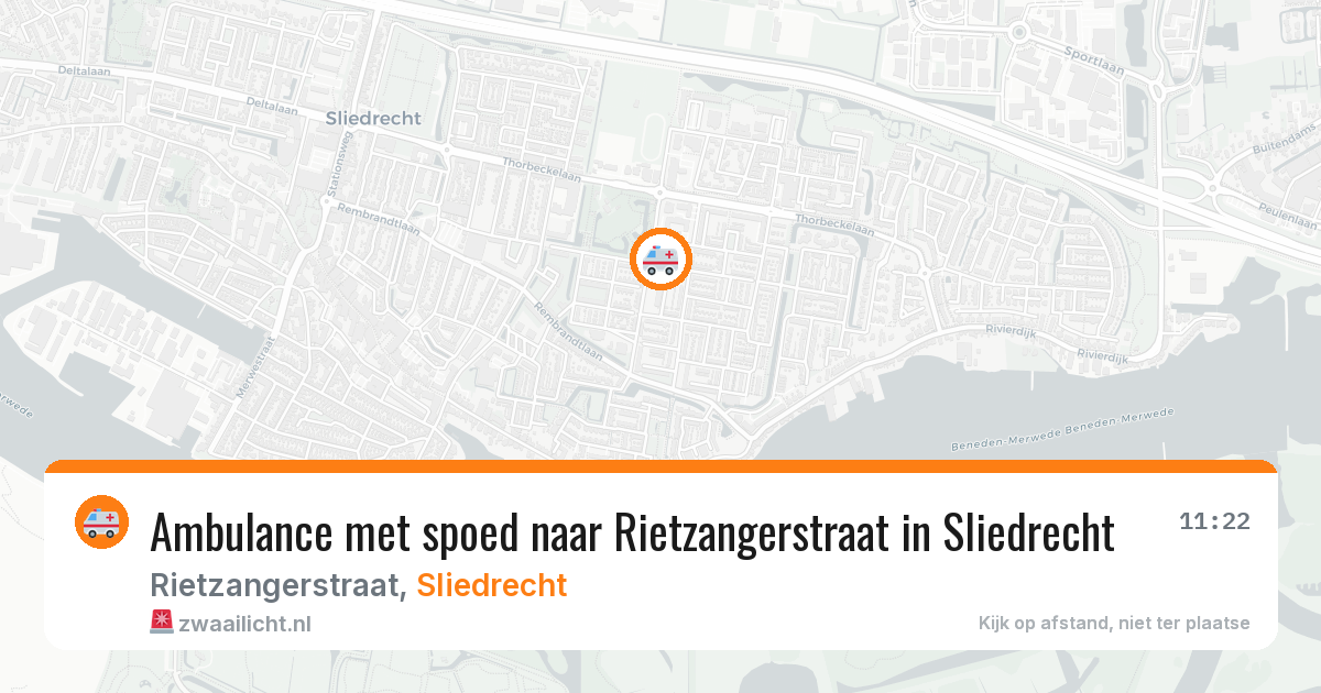 Ambulance met spoed naar Rietzangerstraat in Sliedrecht — 24 jun 2026