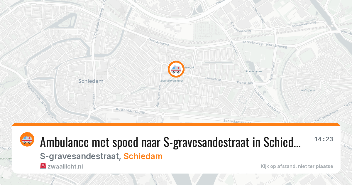Ambulance met spoed naar S-gravesandestraat in Schiedam — 9 jun 2026