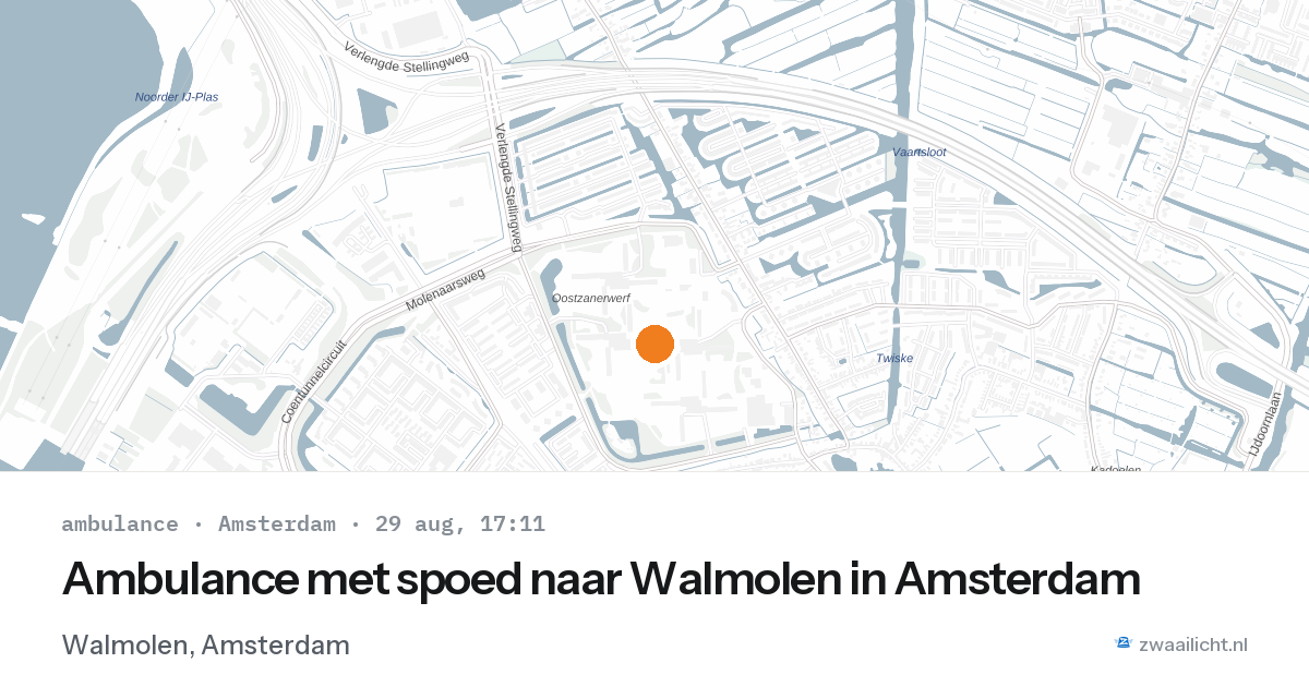 Ambulance met spoed naar Walmolen in Amsterdam — 29 aug 2026