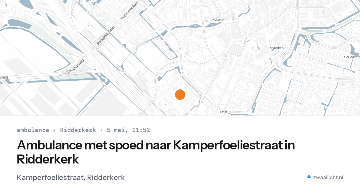 Ambulance met spoed naar Kamperfoeliestraat in Ridderkerk — 5 mei 2026