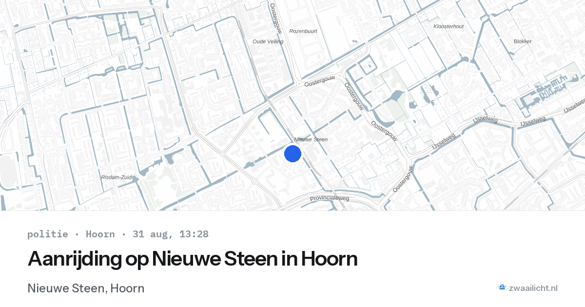 Aanrijding op Nieuwe Steen in Hoorn — 31 aug 2026