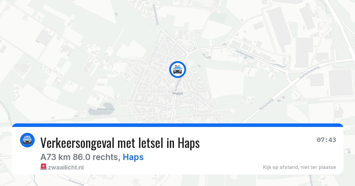 Verkeersongeval met letsel in Haps — 12 feb 2026