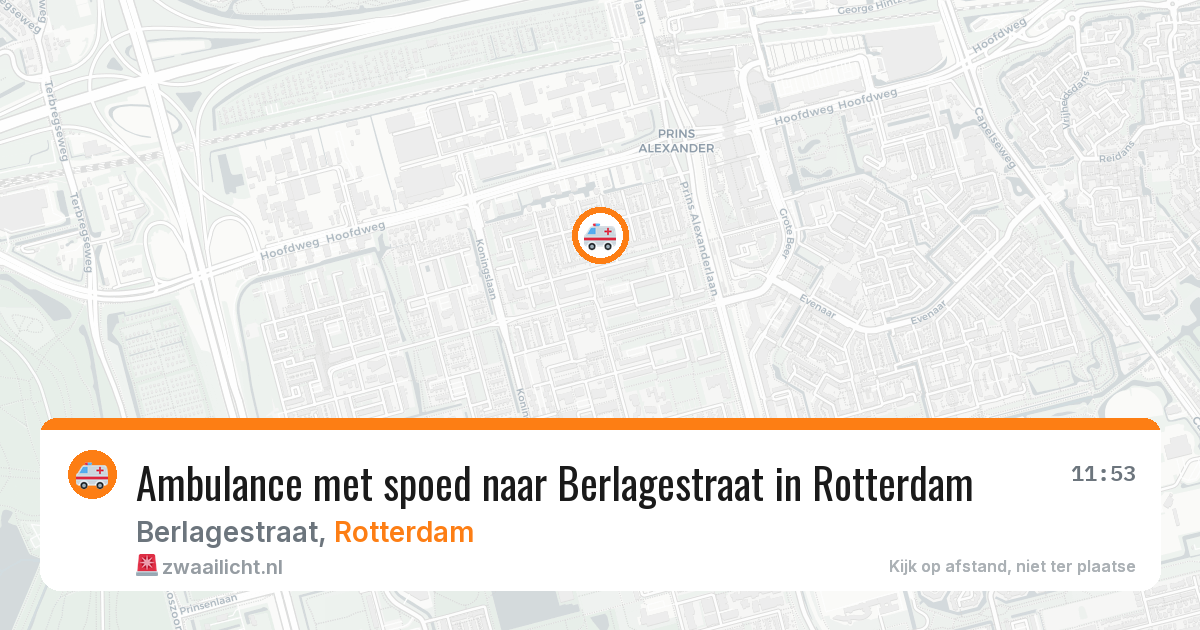 Ambulance met spoed naar Berlagestraat in Rotterdam — 15 mei 2026