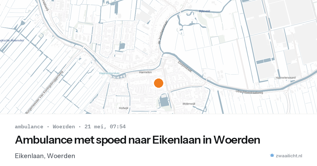 Ambulance met spoed naar Eikenlaan in Woerden — 21 mei 2026