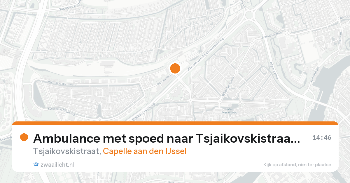 Ambulance met spoed naar Tsjaikovskistraat in Capelle aan den IJssel — 16 aug 2026
