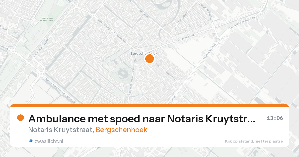 Ambulance met spoed naar Notaris Kruytstraat in Bergschenhoek — 19 aug 2026