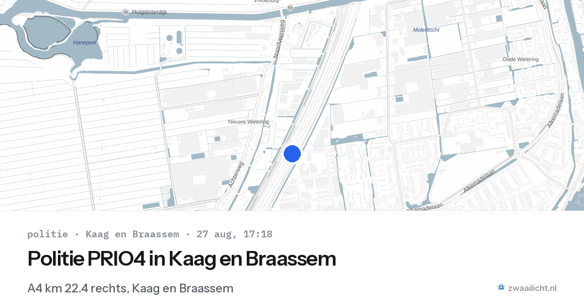 Politie PRIO4 in Kaag en Braassem — 27 aug 2026 | 🚨 Zwaailicht.nl