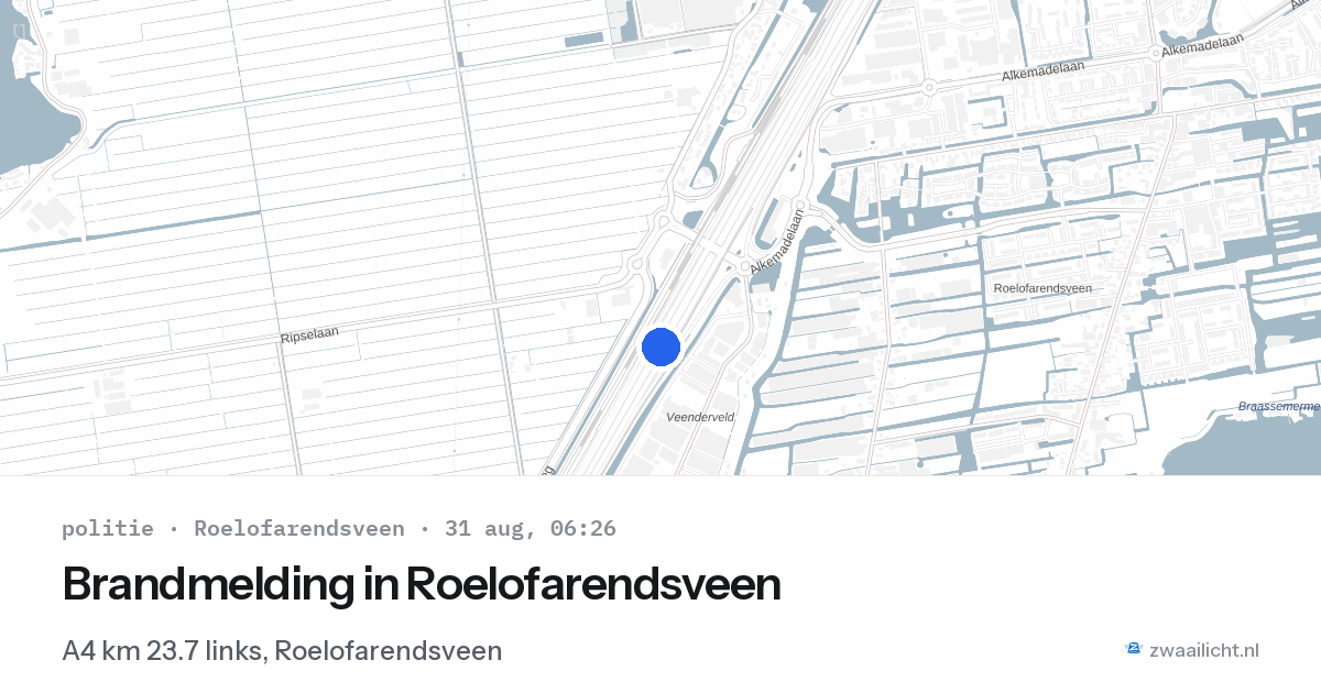 Brandmelding in Roelofarendsveen — 31 aug 2026