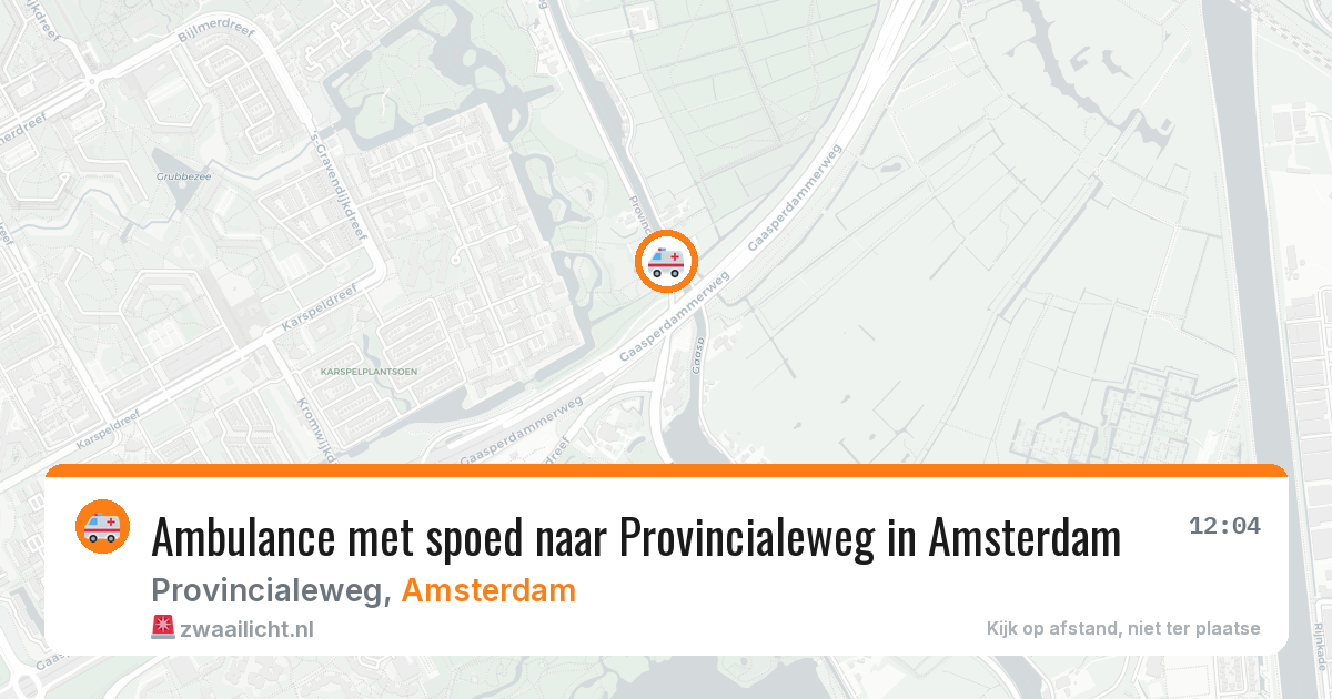 Ambulance met spoed naar Provincialeweg in Amsterdam — 13 aug 2026