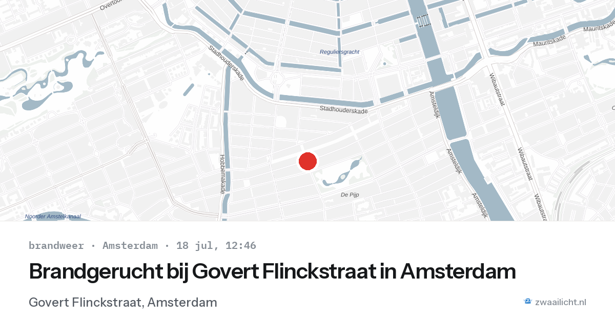 Brandgerucht bij Govert Flinckstraat in Amsterdam — 18 jul 2026