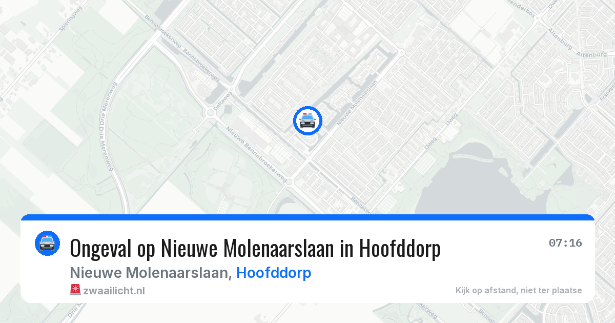 Ongeval op Nieuwe Molenaarslaan in Hoofddorp — 25 mei 2026