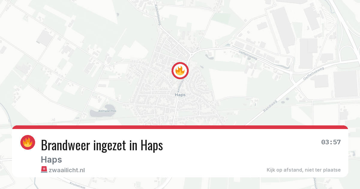 Brandweer ingezet in Haps — 18 jun 2026 | 🚨 Zwaailicht.nl