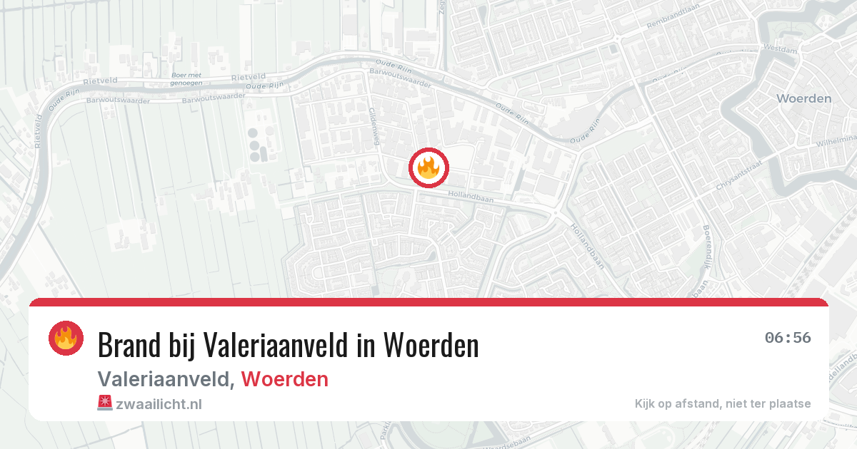 Brand bij Valeriaanveld in Woerden — 8 aug 2026
